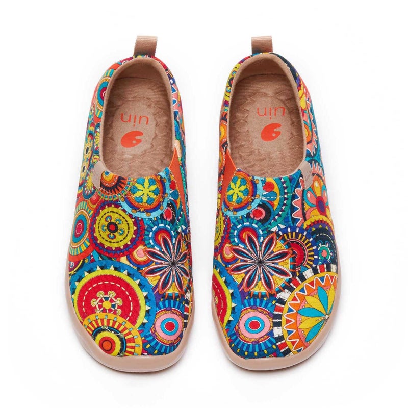 UIN Women's Blossom Painted Fashion Sneaker Canvas Slip-On Travel Shoes (5.5) - Image 2